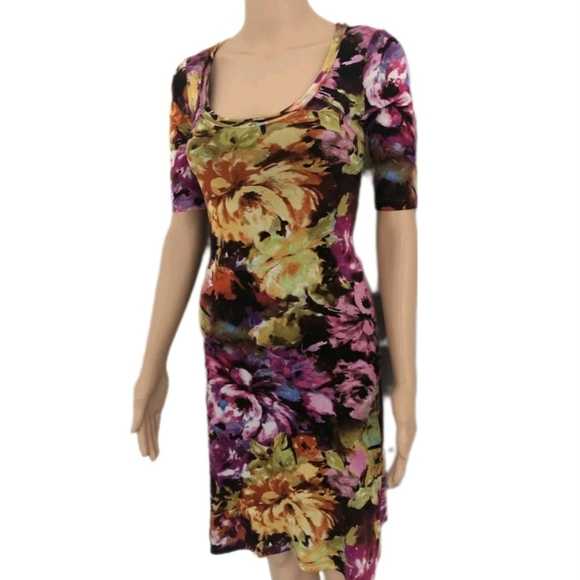 KAREN KANE Unique Floral Lined Mesh Bodycon Dress New Condition - Picture 1 of 6